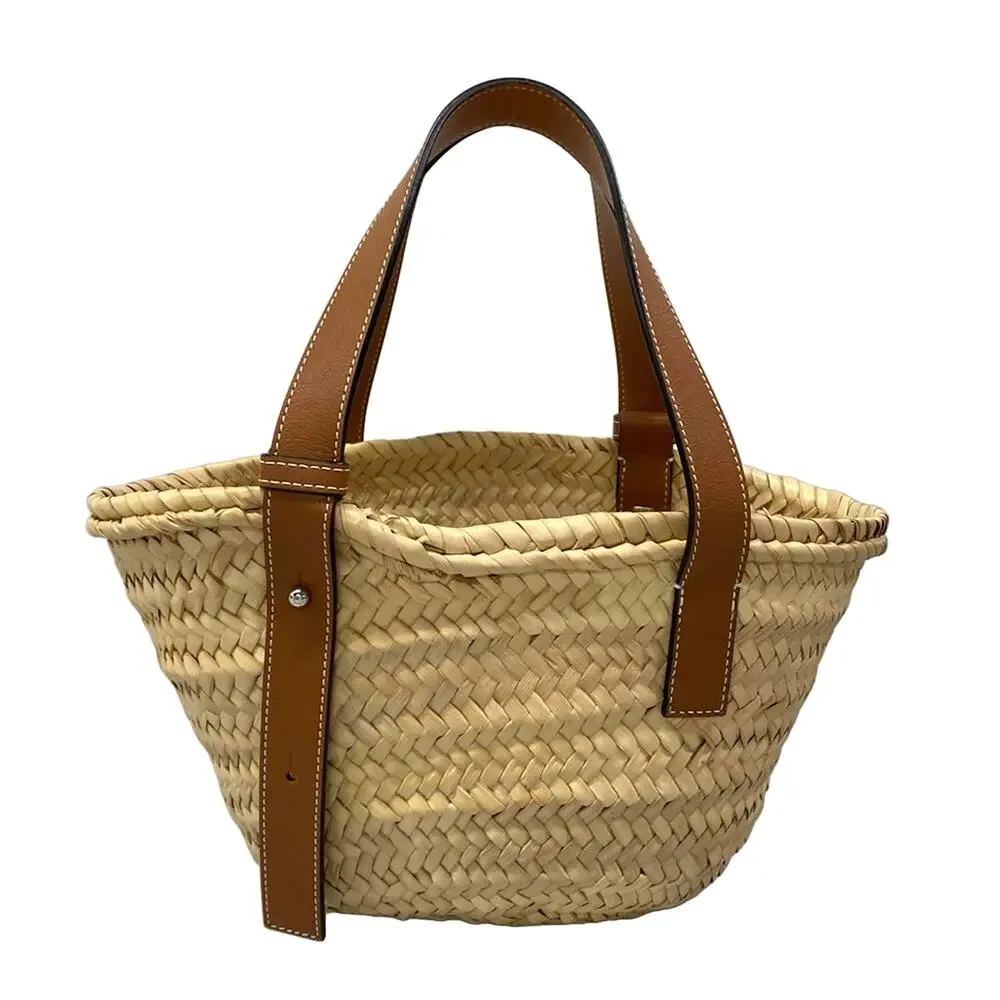 Loewe Basket Bag Small Tote Bag Natural (Beige) Tan (Brown) Palm Leaf Calf